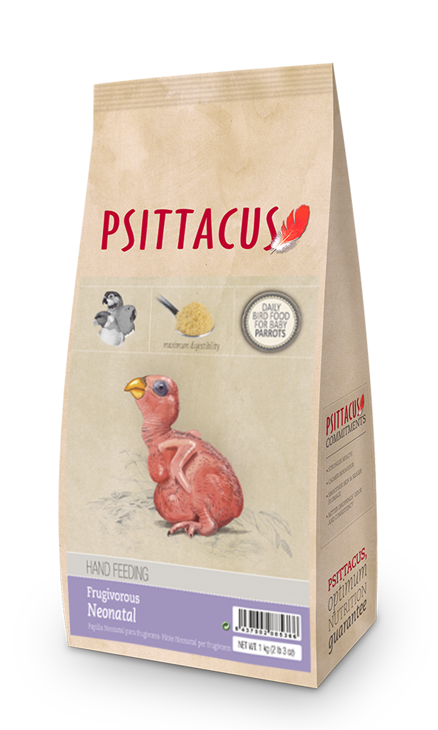 PAPILLA NEONATAL PARA LOROS FRUGÍVOROS Caique cabeza amarilla, Eclectus, Loris, loriquitos, Psitácidos frugívoros, Pyrrhura