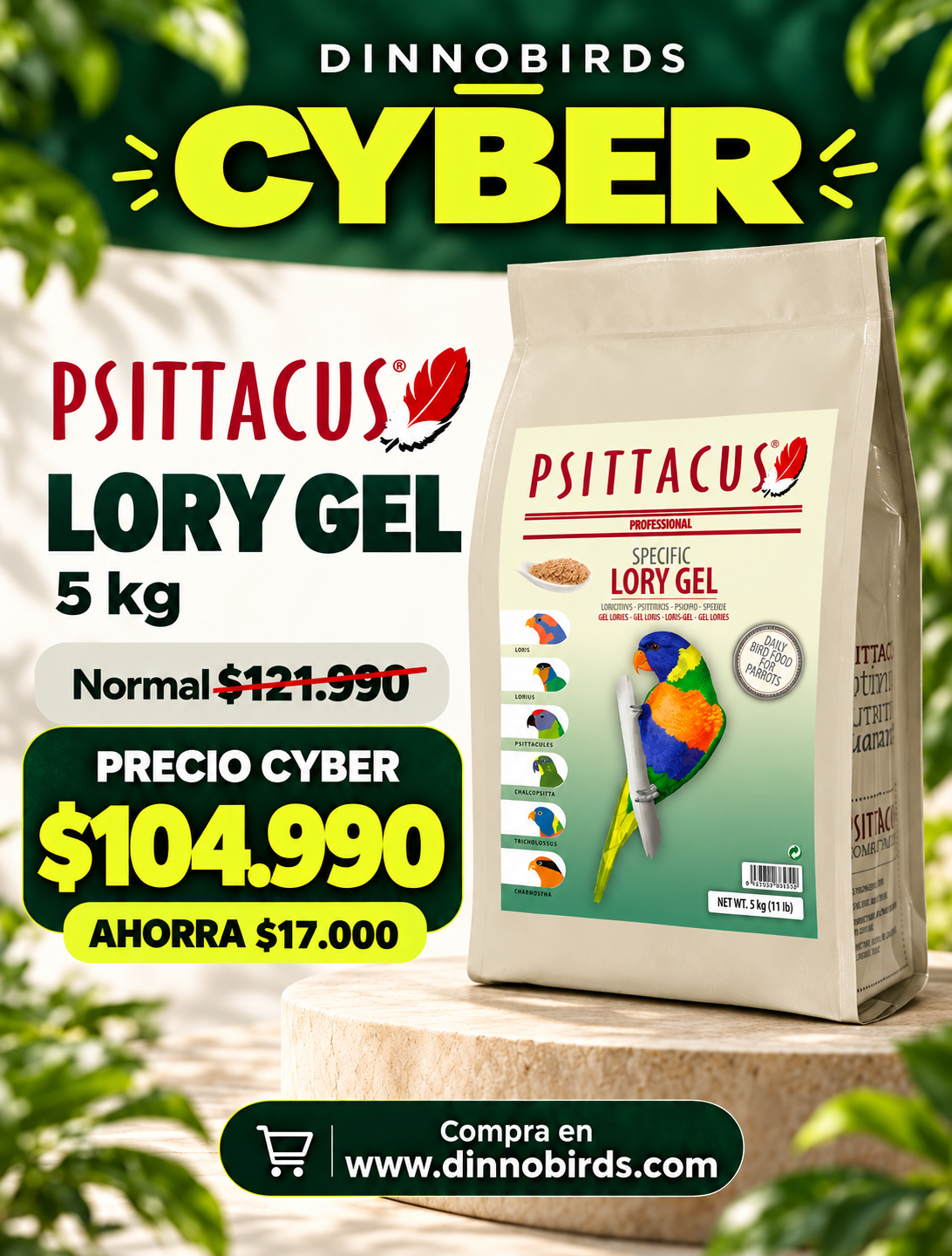 Psittacus Lory Gel 5 kg, precio Cyber $104.990