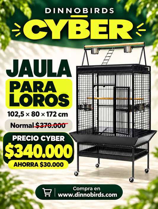 Jaula para loros Medidas: 102,5 x 80 x 172 cms