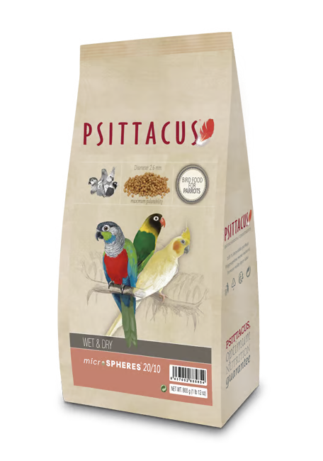 Envase Psittacus Wet & Dry Microspheres 20/10 de 800 g